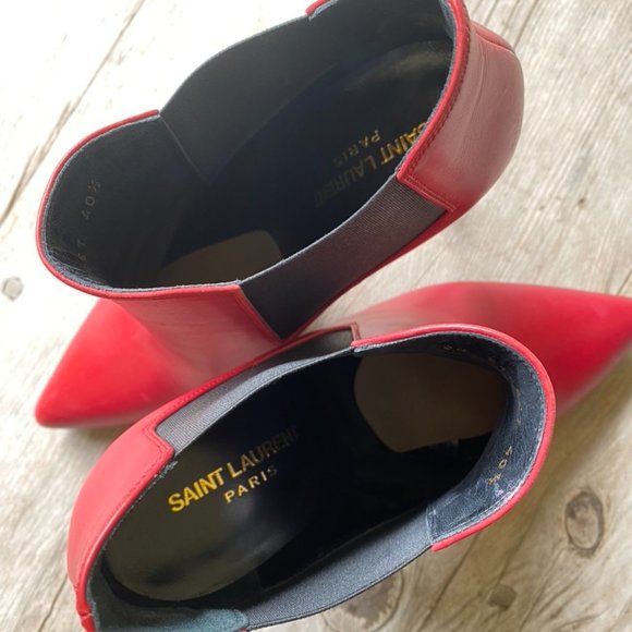 Saint Laurent Red Ankle Boots - Picture 3 of 4